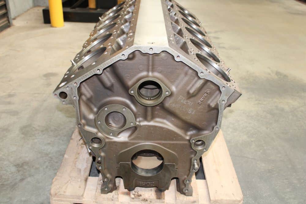 Rebuilt cylinder block for C27 engine, high-quality automotive parts from FlexiParts.