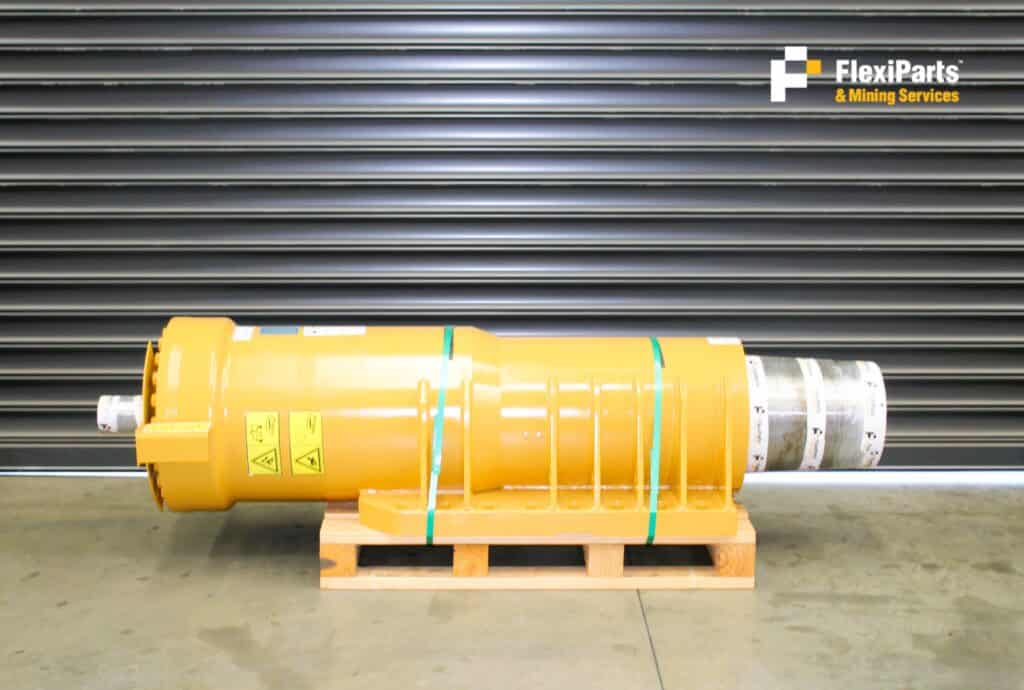 Rebuilt 793F front suspension cylinder for heavy-duty mining equipment. High-quality, durable, and r.