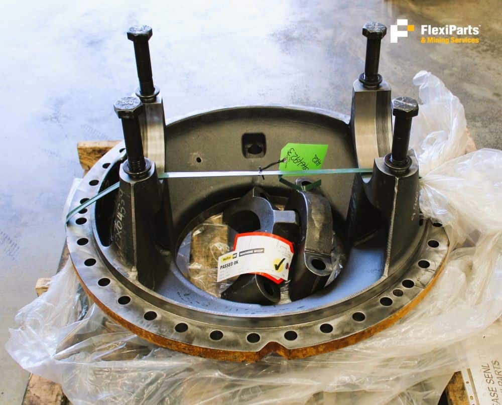 Rebuilt HVAC carrier assembly with mounting bolts and components.